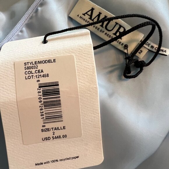 Amur Blue Floral Ruffle Off-Shoulder Mini Dress Size 2 - Picture 5 of 11